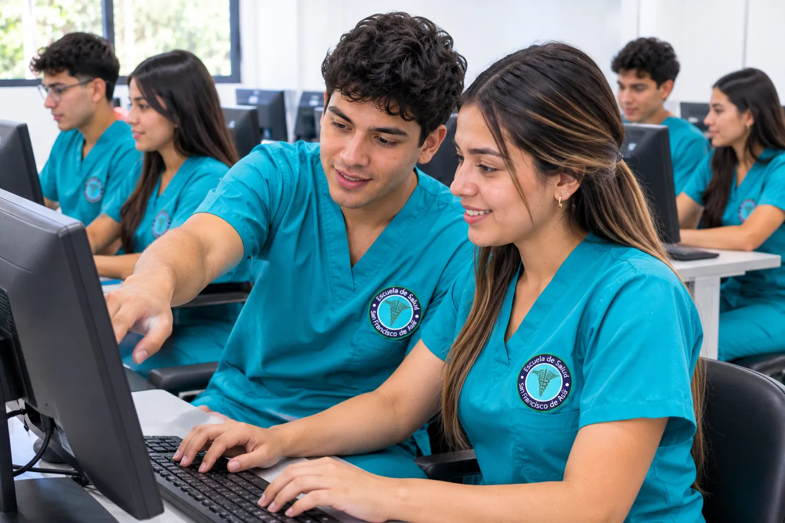 Estudiantes en la sala de sistemas