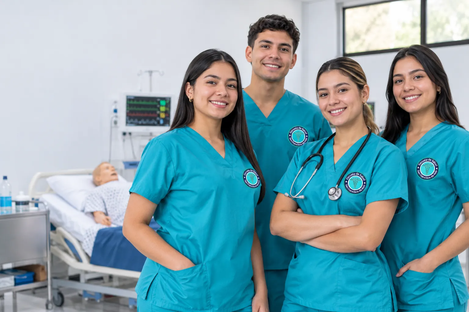 Estudiantes de la Escuela de Salud en el laboratorio de simulación